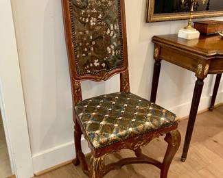 Pair of 19th c painted leather accent chairs