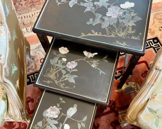Stone inlaid nesting tables