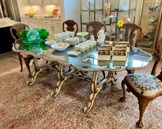 Mirrored Venetian painted dining table