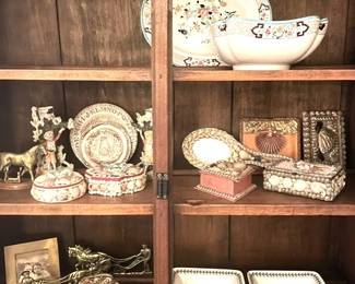 More antique Shell Art Boxes, Picture Frames and Souvenir Items.