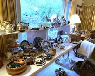 Tabels are FULL of Treasures as we start to unload China Cabinets, Closets & Drawers