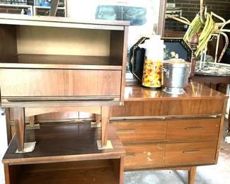 1950's Bedroom set...Bed, Dresser with Tall Mirror and 2 Night Stands.