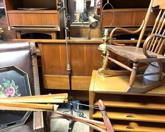 Mid Century Bedroom Set, Floor Lamps, Childs Rocker & More.