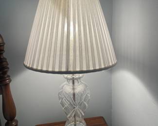 $80.00/Pair - Pair of Vintage Cut Crystal Glass Table Lamps with Pleated Shades