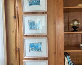 $150.00 - Vintage Eileen Seitz Signed Tropical Coastal Art Prints, Set of 4, 1988-1991