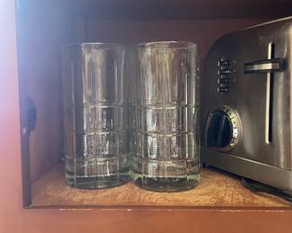 $38.00 - Anchor Hocking 6" Tall Clear Glass Tumbler Manchester/Tartan Pattern Heavy, Solid