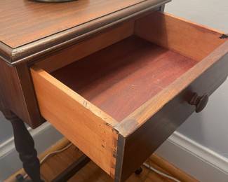 $55.00 - Vintage Solid Wood One-Drawer Nightstand, Dovetail Drawer & Turned Legs