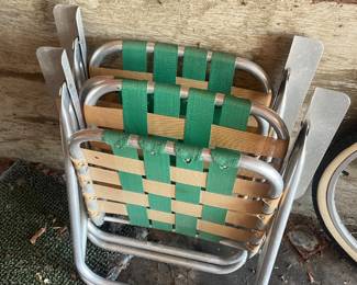 $15.00/each - Vintage Aluminum Webbed Folding Lawn Chairs