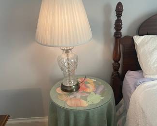 $80.00/Pair - Pair of Vintage Cut Crystal Glass Table Lamps with Pleated Shades