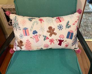 $18.00 - Cupcakes and Cashmere Christmas Pom-Pom Throw Pillow