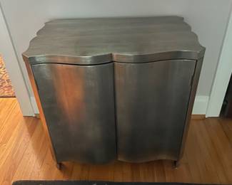 $225.00 - Silver Metallic Serpentine 2-Door Accent Cabinet/Console