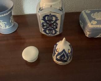 $24.00 - Vintage Rorstrand Sweden Blue & White Porcelain Lidded Jar