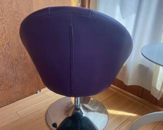 $145.00 - Retro Purple Faux Leather Tufted Swivel Accent Chair, Chrome Pedestal Base