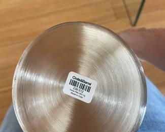 $35.00 - Pair of Crate & Barrel Vassa Large Silver Pillar Candle Holders with Candles