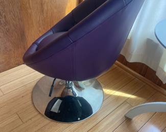 $145.00 - Retro Purple Faux Leather Tufted Swivel Accent Chair, Chrome Pedestal Base