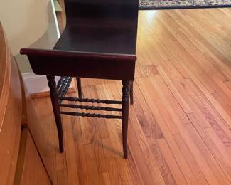 $200.00 - Bustle Bench/Egyptian Revival Stool Antique Vanity Stool With Curved Saddle Seat and Spool-Turned Bobbin Stretchers