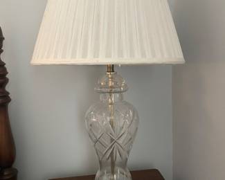 $80.00/Pair - Pair of Vintage Cut Crystal Glass Table Lamps with Pleated Shades