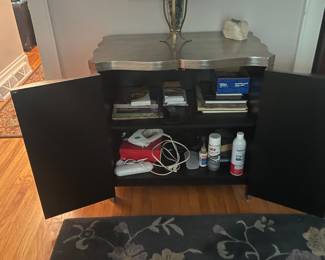 $225.00 - Silver Metallic Serpentine 2-Door Accent Cabinet/Console