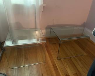 $265.00 - 3-Piece Modern Bent Glass Waterfall Coffee & End Table Set