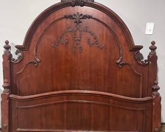 Queen Size Jessica McClintock Romance Collection for American Drew Bed Frame with Headboard, Footboard and Side Rails (One Rail Cracked, But Fixable)