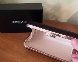 $38.00 - Giorgio Armani Parfums Black Evening Clutch Purse with Original Box 