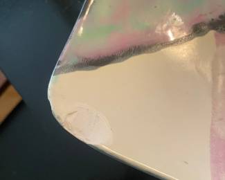 $25.00 - Signed Handmade Fused Art Glass Abstract Bowl/Platter *Chip in Corner*