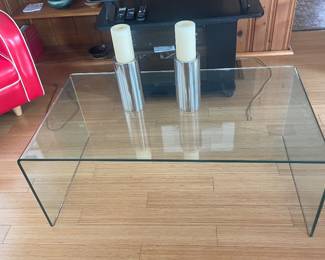 $265.00 - 3-Piece Modern Bent Glass Waterfall Coffee & End Table Set