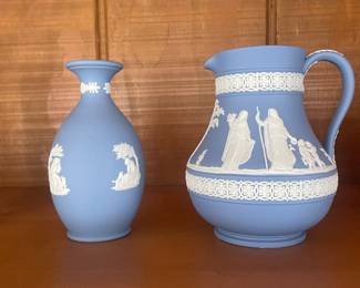 $87.00 - Vintage Wedgwood Blue Jasperware 4-Piece Collection, Made in England