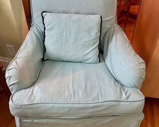 $75.00 - Light Aqua Fabric Slipcovered Armchair