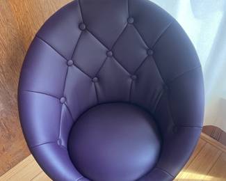 $145.00 - Retro Purple Faux Leather Tufted Swivel Accent Chair, Chrome Pedestal Base