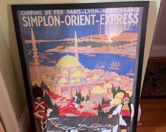 $85.00 - Large Framed Simplon Orient Express Vintage-Style French Travel Poster