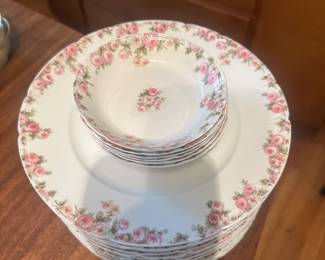 $260.00/Set - Pink Floral Set of 18 C.H. Field Haviland Limoges and GDA (Gerard, Dufraisseix & Abbot), France China Plates and Bowls