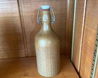 Vintage Stoneware Swig Top Bottle, Ceramic Bail Stopper Bottle