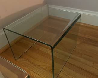 $265.00 - 3-Piece Modern Bent Glass Waterfall Coffee & End Table Set
