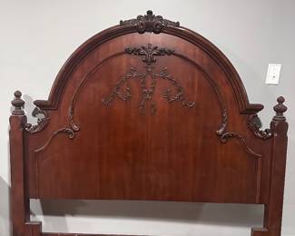 Queen Size Jessica McClintock Romance Collection for American Drew Bed Frame with Headboard, Footboard and Side Rails (One Rail Cracked, But Fixable)