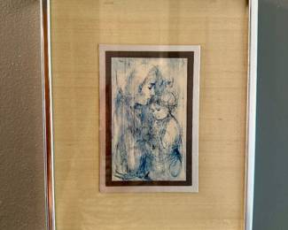$100.00 - Edna Hibel Lithograph In Custom Double-Matted Frame