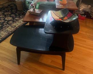 $80.00 - MCM Black Two-Tier Step End Table