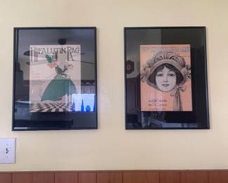 $125.00 - Set of 5 Framed Vintage Sheet Music Cover Prints, Early 1900s Americana