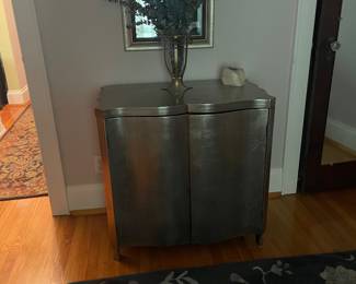$225.00 - Silver Metallic Serpentine 2-Door Accent Cabinet/Console