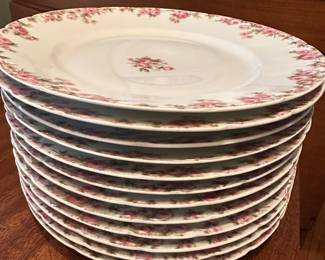 $260.00/Set - Pink Floral Set of 18 C.H. Field Haviland Limoges and GDA (Gerard, Dufraisseix & Abbot), France China Plates and Bowls
