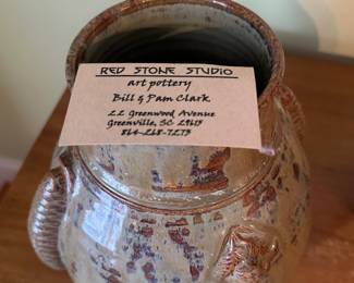 $58.00 - Handcrafted Ceramic Vase with Earthy, Speckled Glaze and Raised Pinecone Accents By Red Stone Studio Art Pottery
