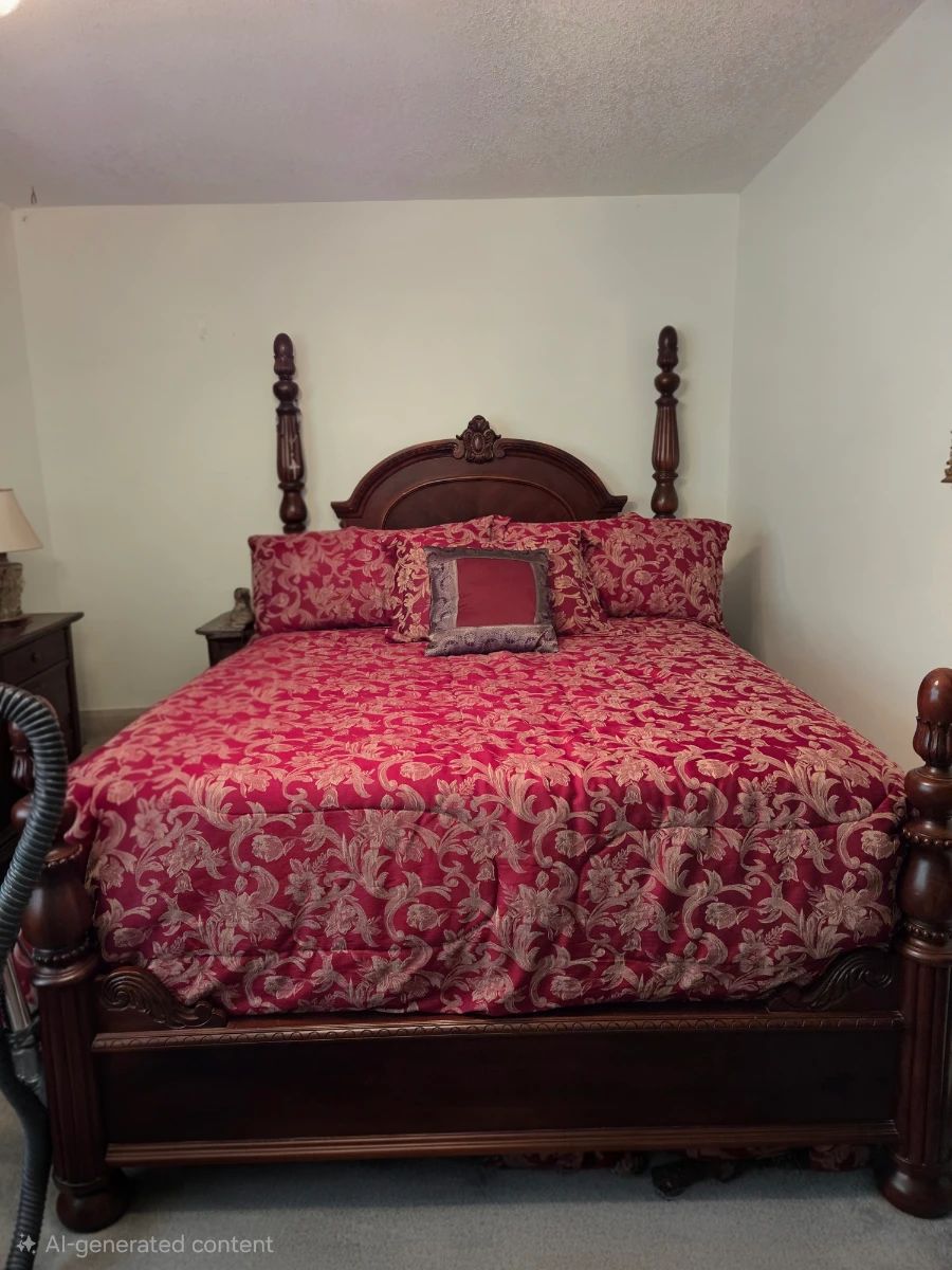 Queen bed, mattresses in original protective cover Queen set with dresser $400obo