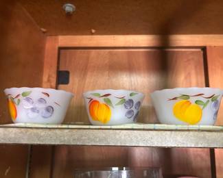 Fire King Gay Fad hand painted milkglass