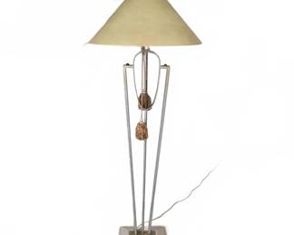 Tall Metal and Fabric Floor Lamp, 64" Height