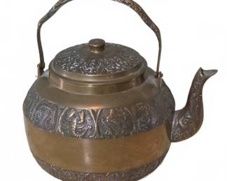 Brass Teapot with Embossed Zodiac Motifs