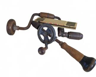 Hand Drill and Brace with Folding Ruler