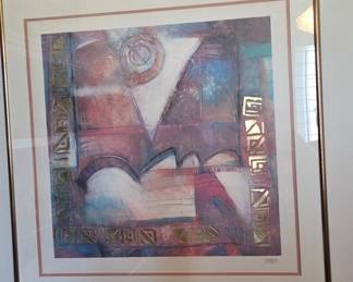 Jay Hall Signed Abstract Print, 33x33 Framed
