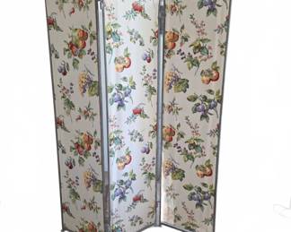 Folding Screen With Fruit Print Fabric Panels