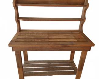Wood Potting Bench With Shelves
