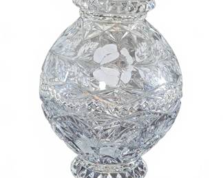 Cut Crystal Vase and Bowls Floral Pattern